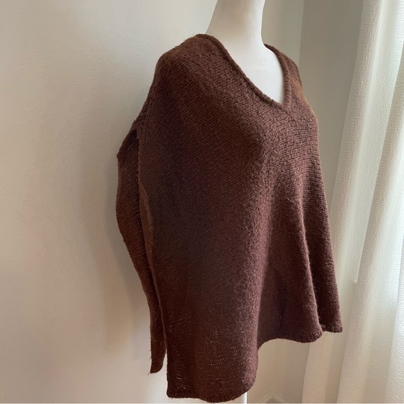 MAX STUDIO wool blend felt flower boho poncho brown - Picture 4 of 10